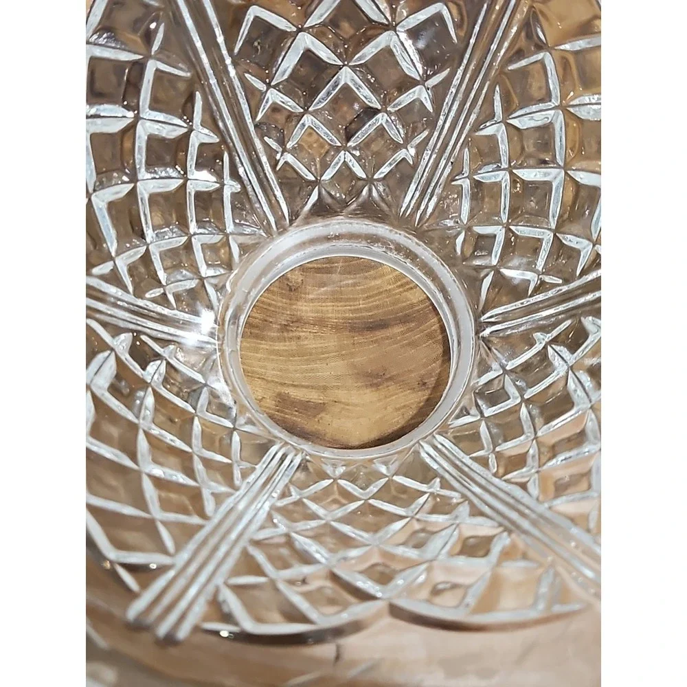 Vintage Cut-Crystal Floral Heavy‎ Hurricane Lamp Shade (1.5